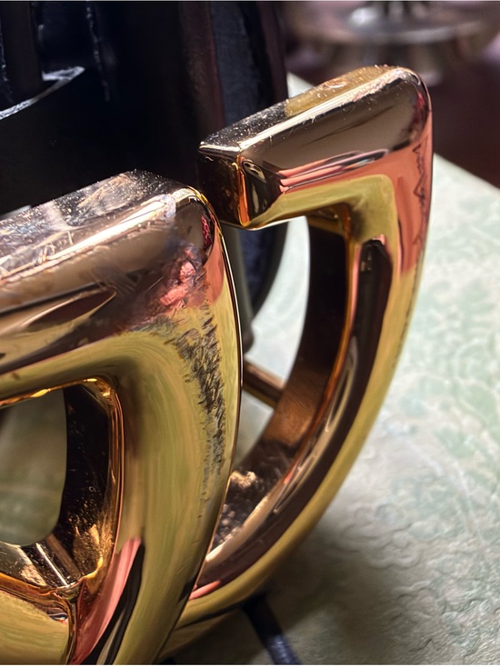 Gucci Black Leather Belt with Gold Double G Buckle